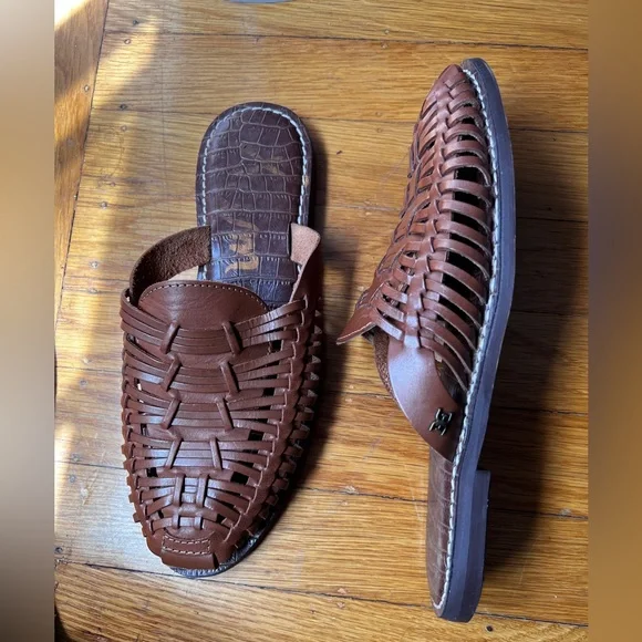 Sam Edelman leather woven flat huarache mules/sandals great condition - Picture 4 of 5